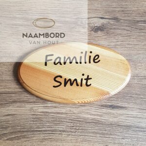 Grenen naambord ovaal