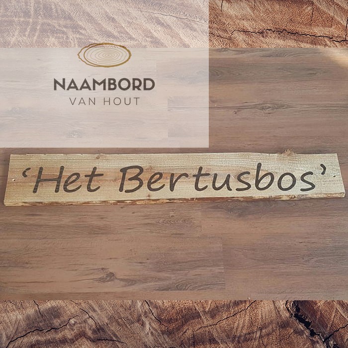 Naambord van hout recht 1.20m - Afbeelding 2