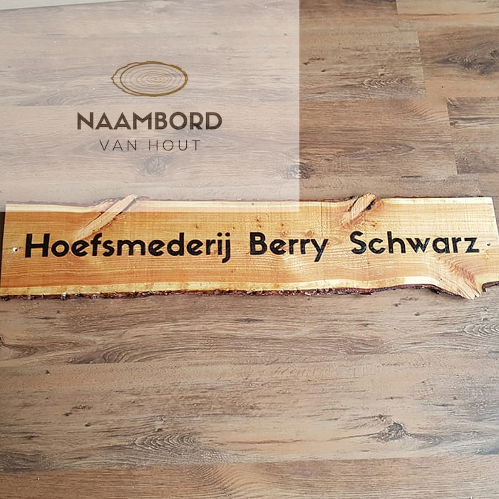 Naambord van hout recht 1.20m - Afbeelding 5