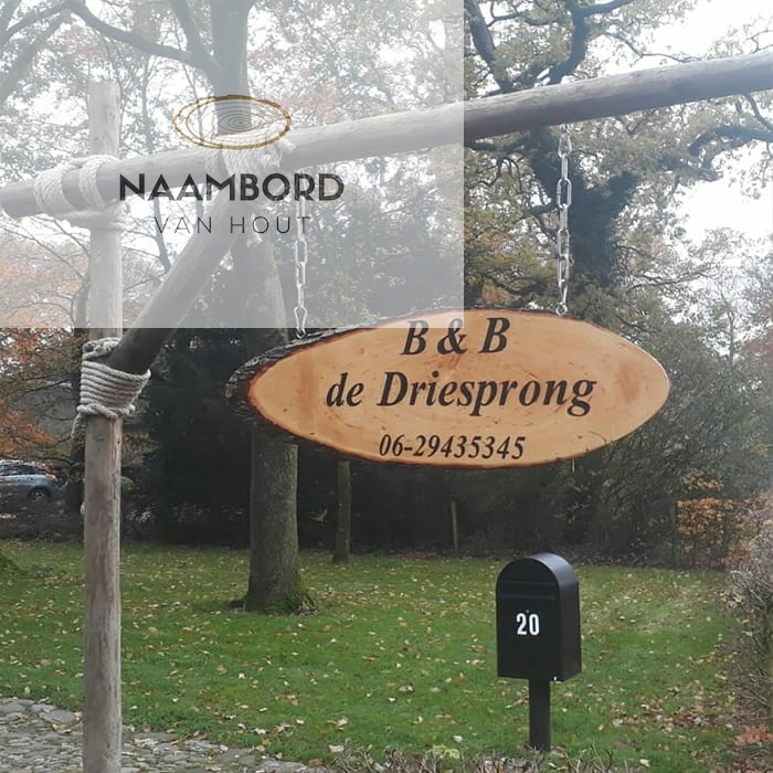 Naambord van hout ovaal met schors 55 tot 60cm - Afbeelding 7