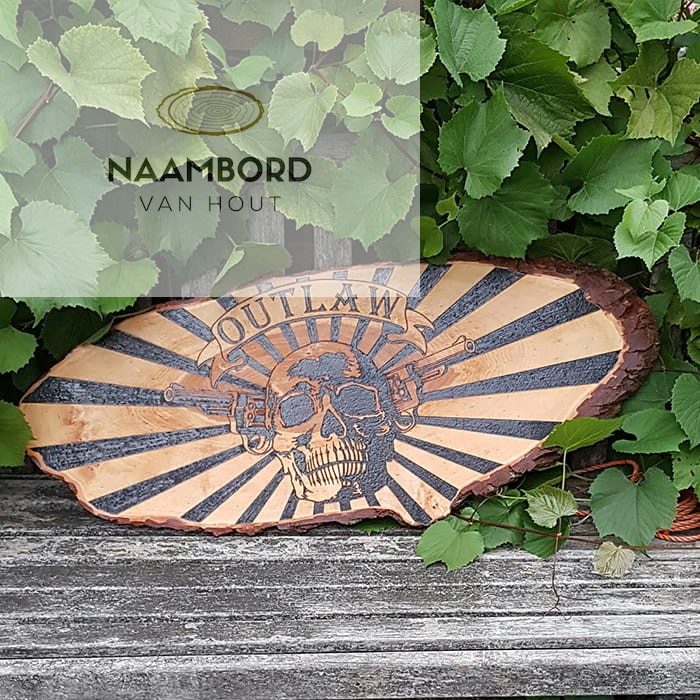 Naambord van hout ovaal met schors 55 tot 60cm - Afbeelding 14