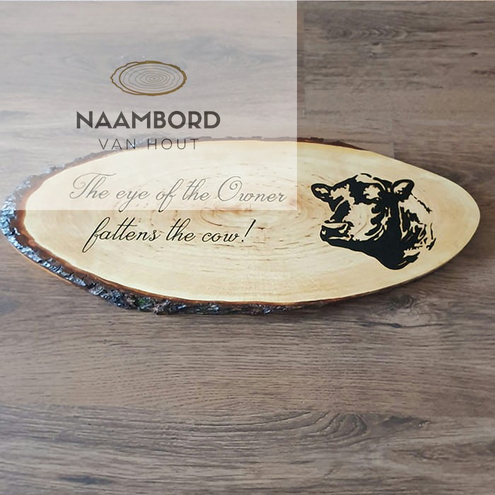 Naambord van hout ovaal met schors 55 tot 60cm - Afbeelding 16