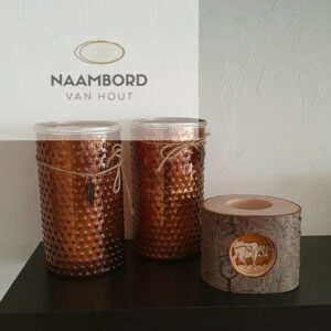 Waxinehouder boomstam met Koe