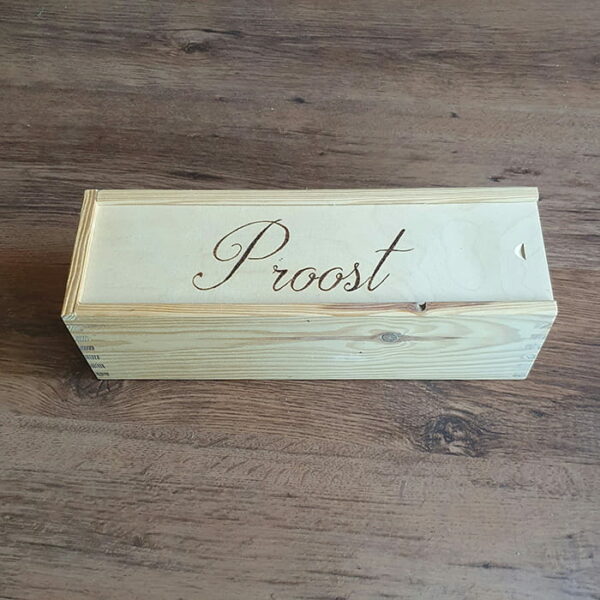 Wijnkist met tekstgravure Proost - Afbeelding 2