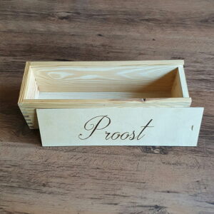 Wijnkist met tekstgravure Proost