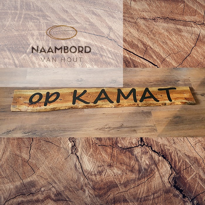 Naambord van hout recht 1.20m - Afbeelding 9