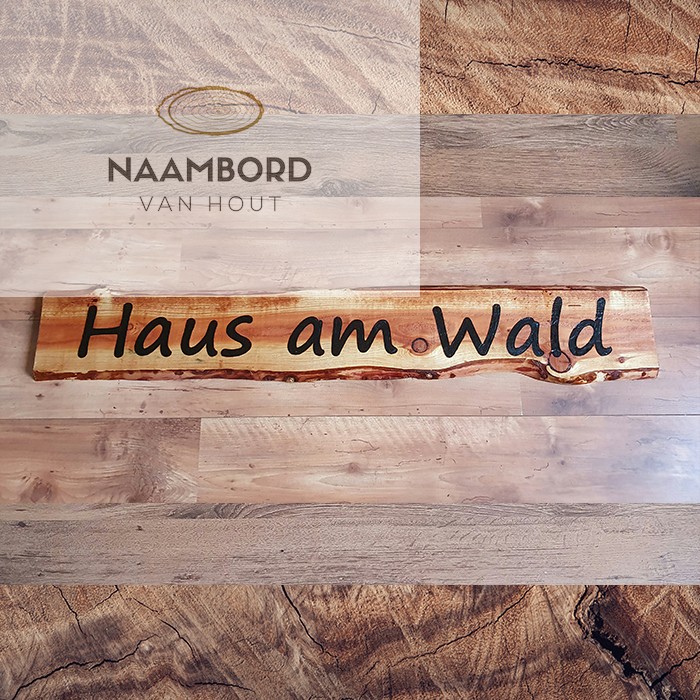 Naambord van hout recht 1.20m - Afbeelding 7