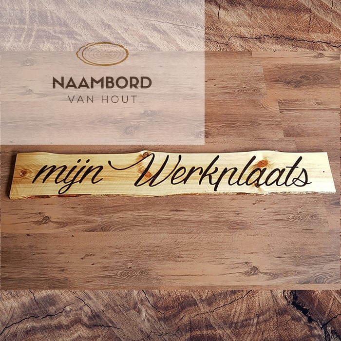 Naambord van hout recht 1.20m - Afbeelding 19