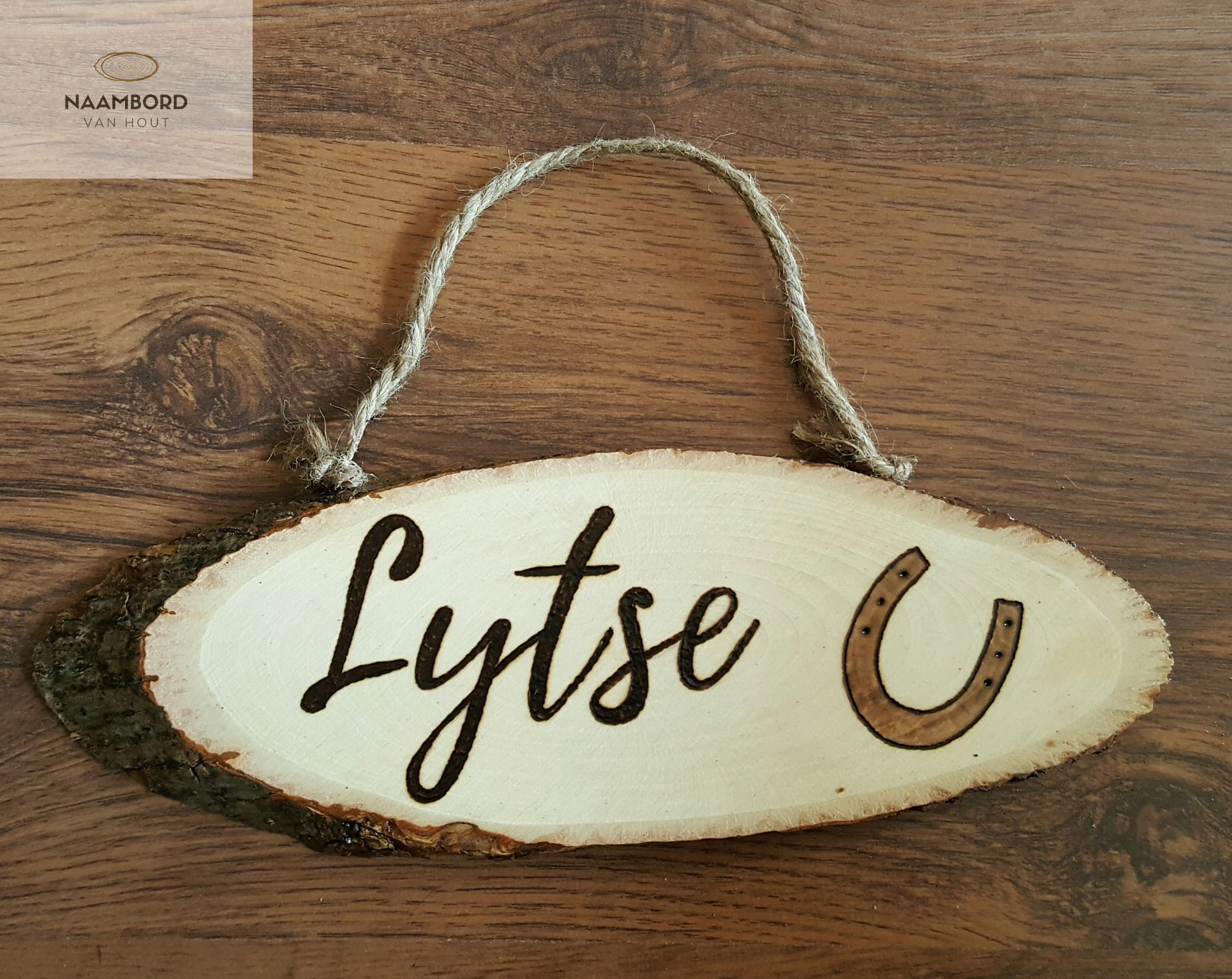 Naambord circa 25cm met hoefijzer of ander figuur - Afbeelding 20