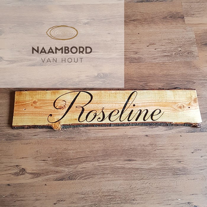 Naambord van hout recht 1.20m - Afbeelding 17