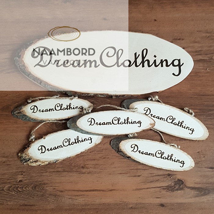 Naambord van hout ovaal met schors 55 tot 60cm - Afbeelding 2