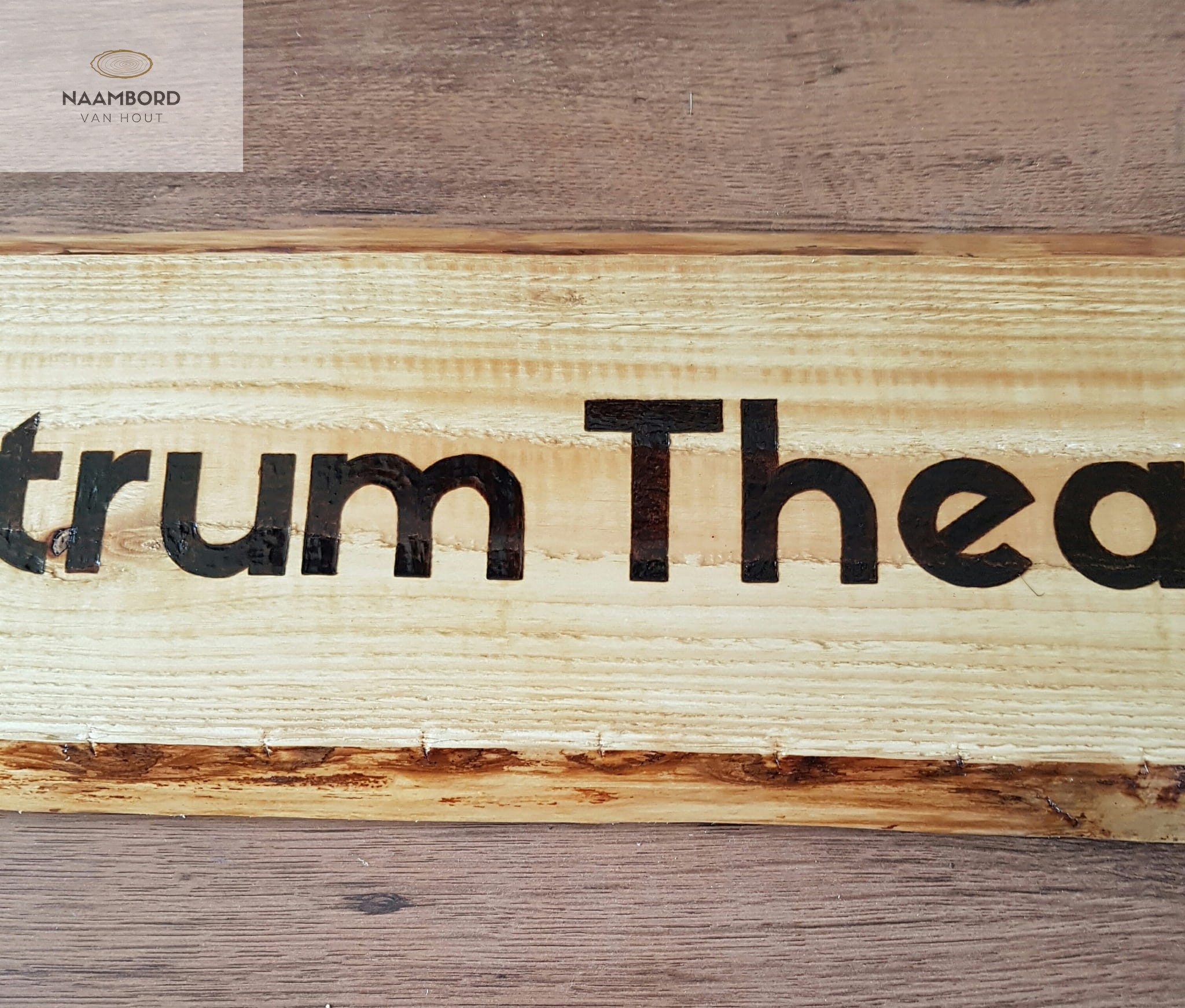 Naambord van hout recht 1.20m - Afbeelding 18