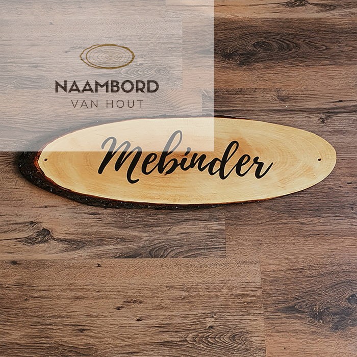 Naambord van hout ovaal met schors 55 tot 60cm - Afbeelding 15