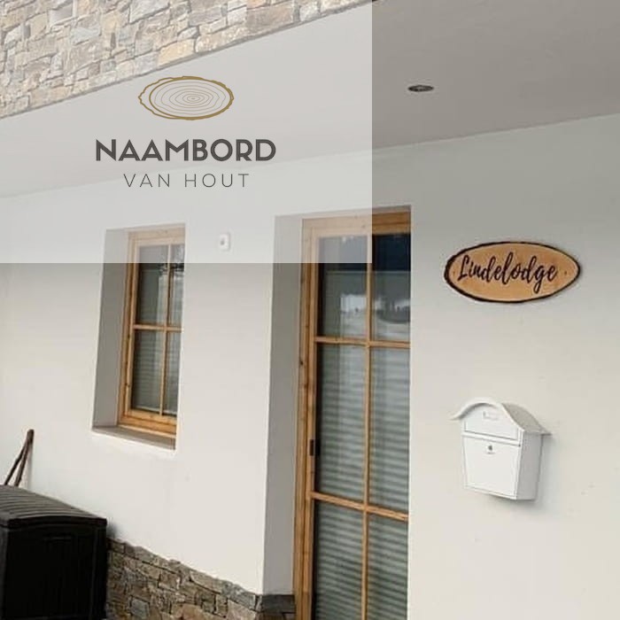 Naambord van hout ovaal met schors 55 tot 60cm - Afbeelding 11
