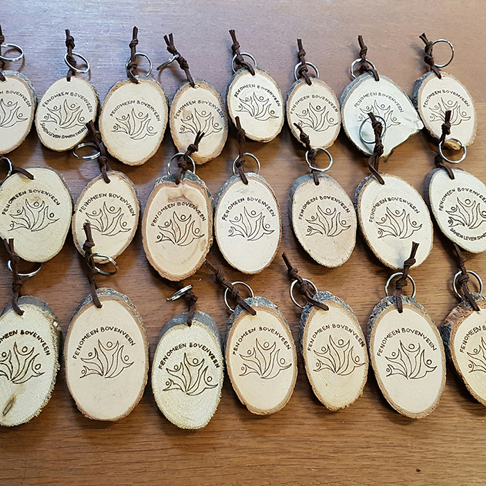 Houten sleutelhanger met logo en/of tekst - Afbeelding 12