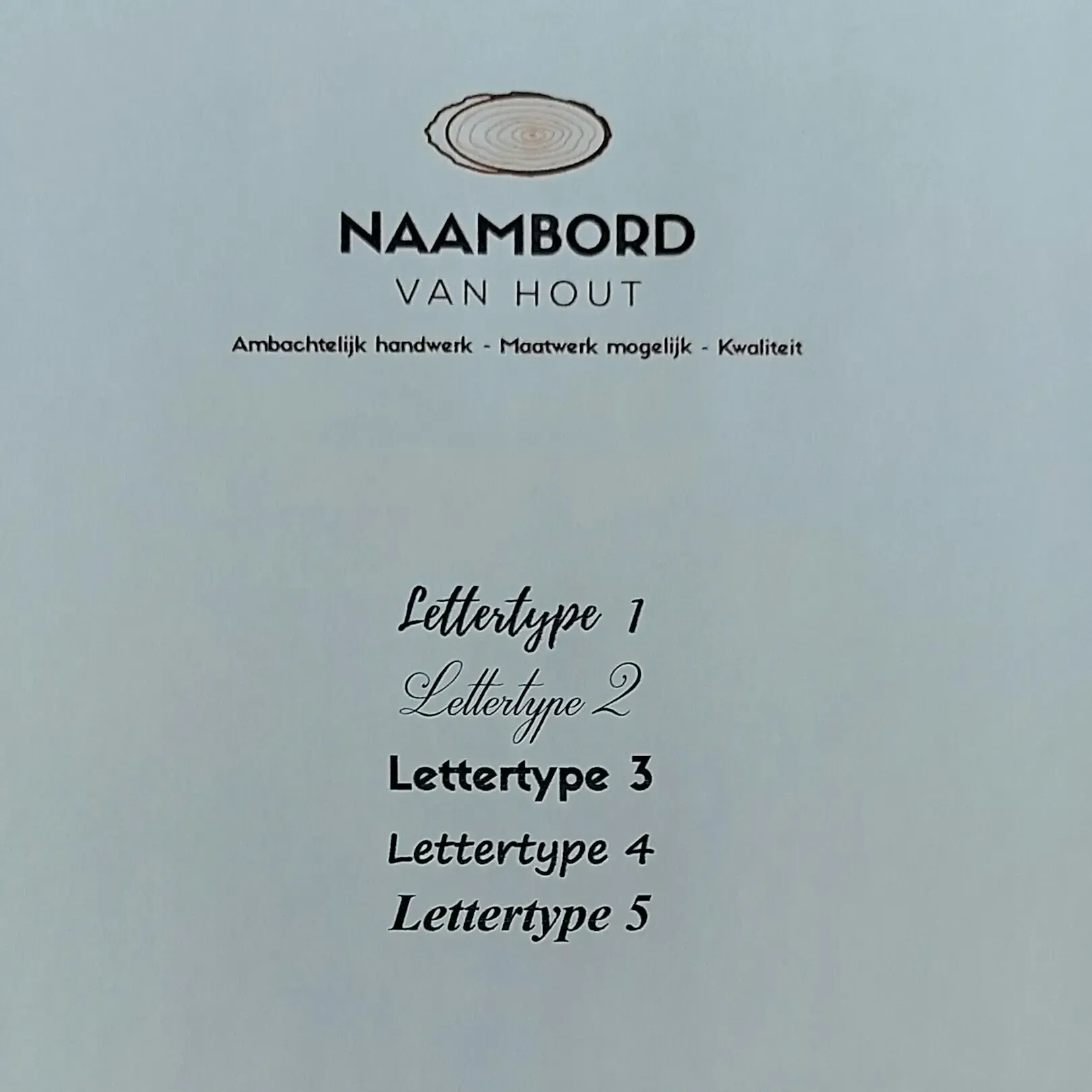 Diverse lettertypes NaambordvanHout